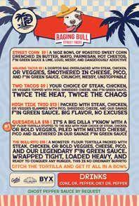 Raging Bull vendor menu board