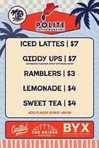 Polite Coffee menu board